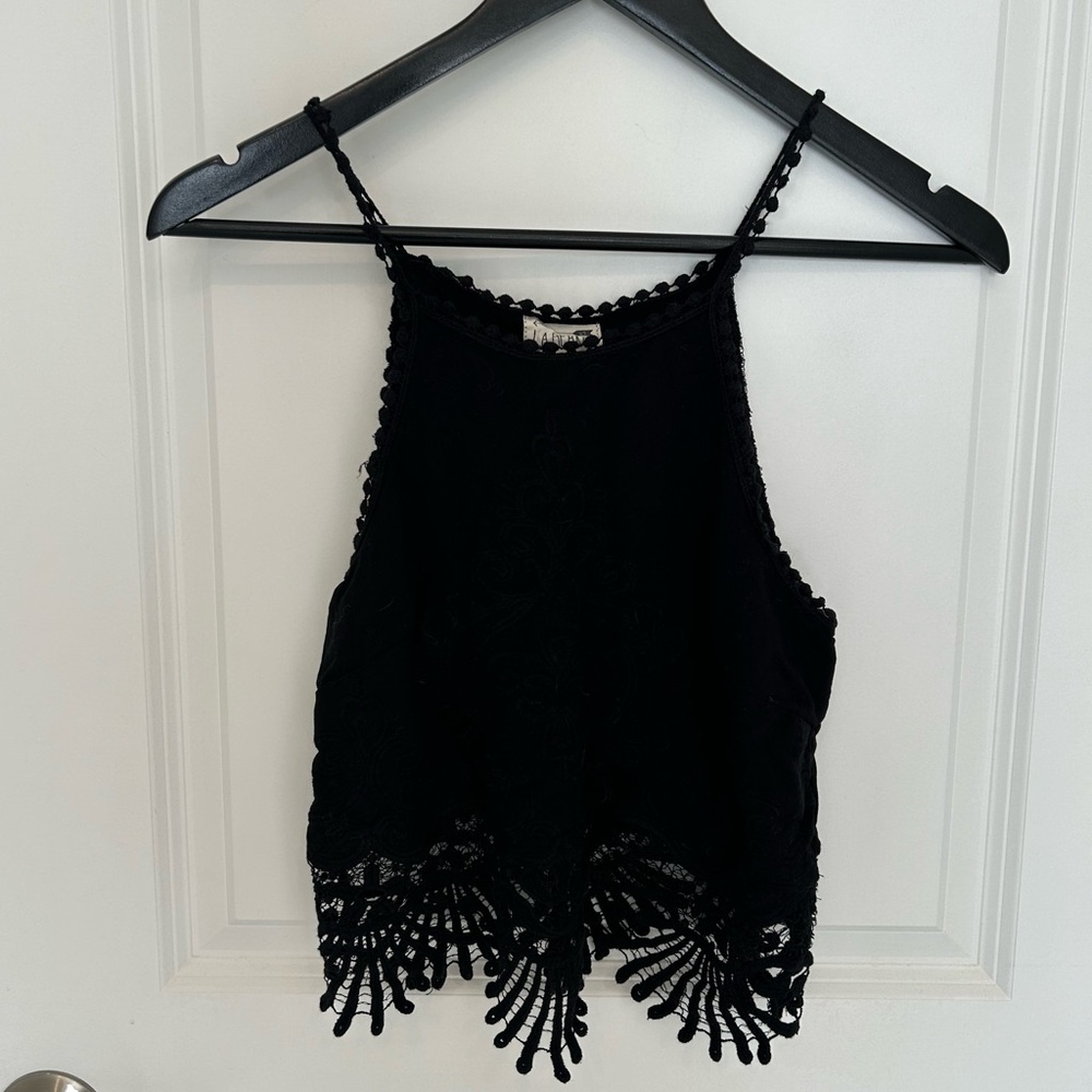 L.A. Hearts Black Lace Cropped Tank Top